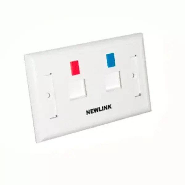  NEWLINK NEW-4000002 Placa pared wall plate 2 puertos salidas keystone RJ45 montaje empotrado blanco 