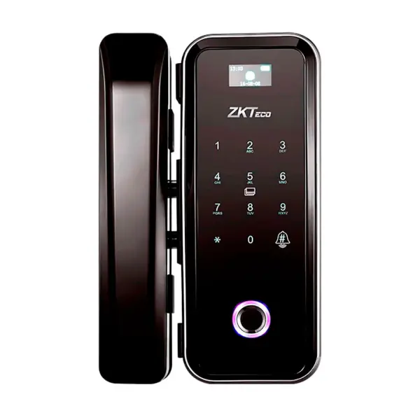  ZKTECO GL300W/L cerradura smart vidrio biométrica Wi‑Fi lado derecho 4xAA batería 